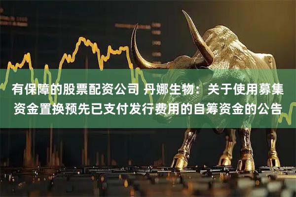 有保障的股票配资公司 丹娜生物：关于使用募集资金置换预先已支付发行费用的自筹资金的公告